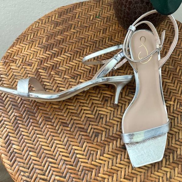 Sam Edelman Silver Rayelle Goatskin Leather Heels - Picture 3 of 16